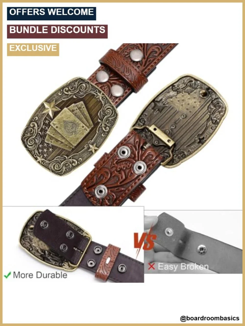 Western Cowboy Belt Bull Buckle Embossed Leather 1.5 Inch Men Women
